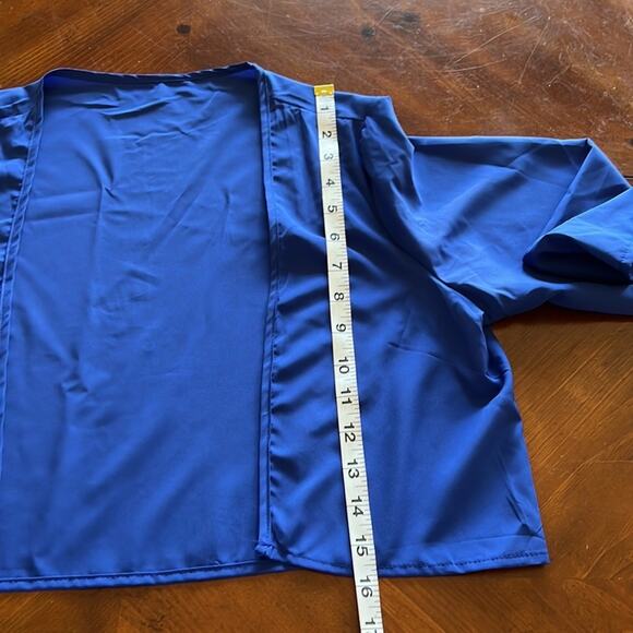 Blue Lightweight High Low Maxi Dress with Bolero Jacket and Tie Belt Size 14 - Picture 14 of 16